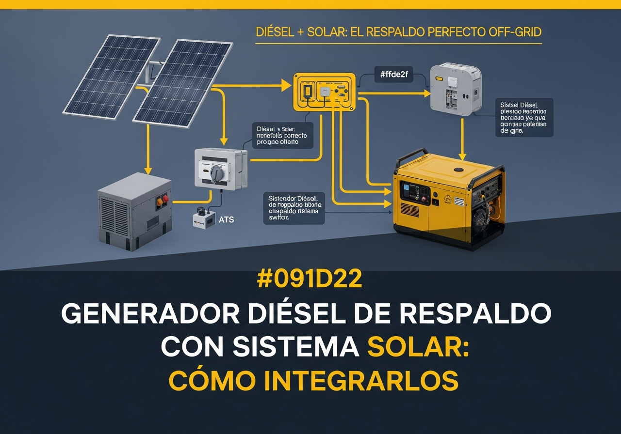 generador diesel respaldo sistema solar off-grid